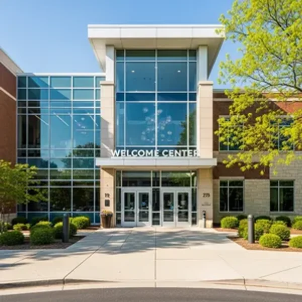 University campus building representing college admissions and student enrollment
